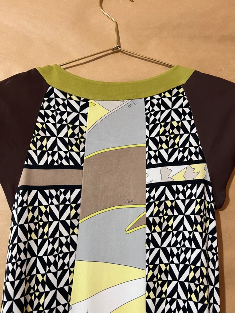 Vintage Emilio Pucci Firenze Op Art Geometric Dress Mountain Scape Size 8 *FLAWS - Picture 12 of 14